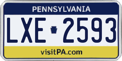 PA license plate LXE2593