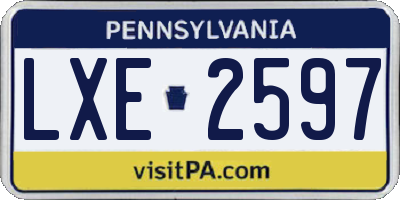 PA license plate LXE2597