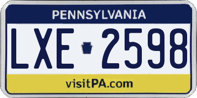 PA license plate LXE2598
