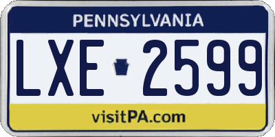 PA license plate LXE2599