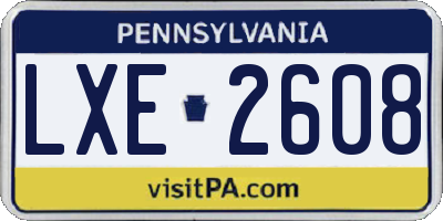 PA license plate LXE2608