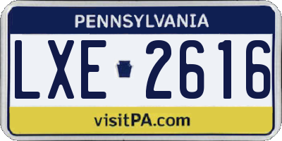 PA license plate LXE2616