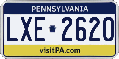 PA license plate LXE2620