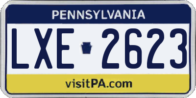 PA license plate LXE2623