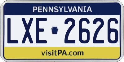 PA license plate LXE2626