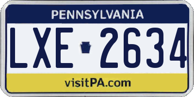 PA license plate LXE2634