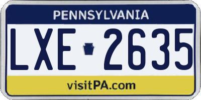 PA license plate LXE2635