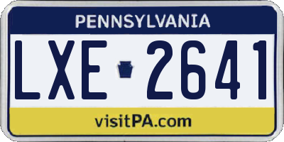 PA license plate LXE2641