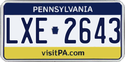 PA license plate LXE2643