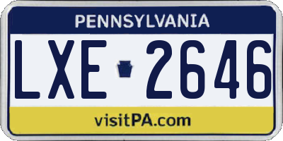 PA license plate LXE2646