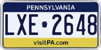 PA license plate LXE2648