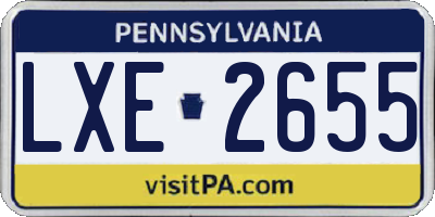 PA license plate LXE2655
