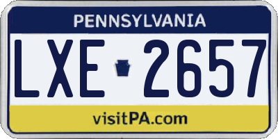 PA license plate LXE2657
