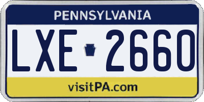 PA license plate LXE2660