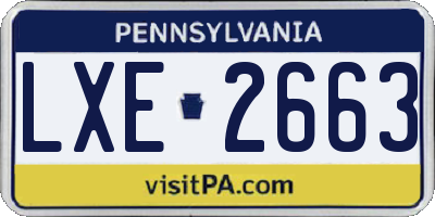 PA license plate LXE2663