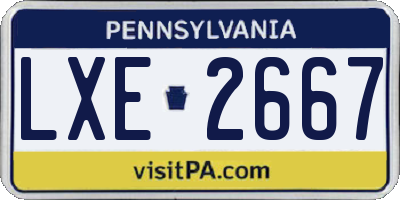 PA license plate LXE2667