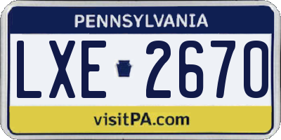 PA license plate LXE2670