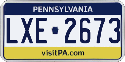 PA license plate LXE2673