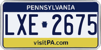PA license plate LXE2675
