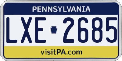 PA license plate LXE2685