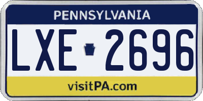PA license plate LXE2696