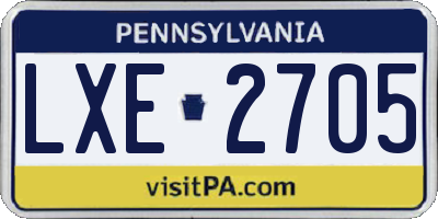 PA license plate LXE2705