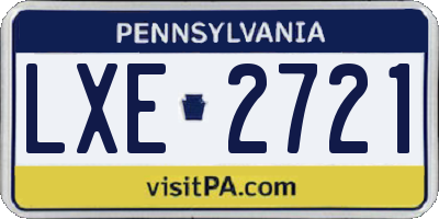 PA license plate LXE2721