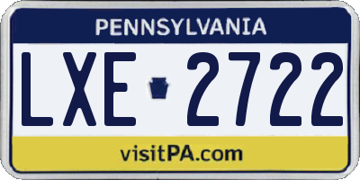 PA license plate LXE2722