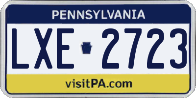 PA license plate LXE2723