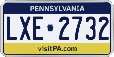 PA license plate LXE2732