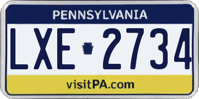 PA license plate LXE2734