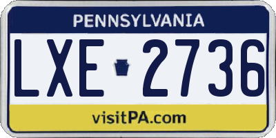 PA license plate LXE2736