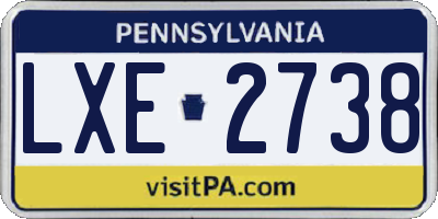 PA license plate LXE2738