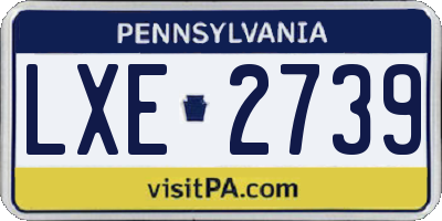PA license plate LXE2739