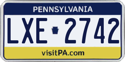 PA license plate LXE2742
