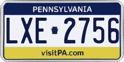PA license plate LXE2756