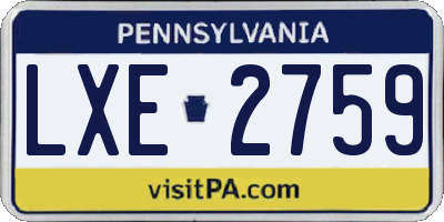 PA license plate LXE2759