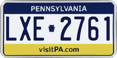 PA license plate LXE2761