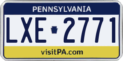 PA license plate LXE2771