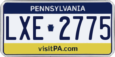 PA license plate LXE2775