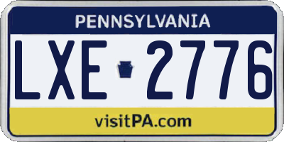 PA license plate LXE2776