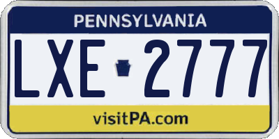 PA license plate LXE2777