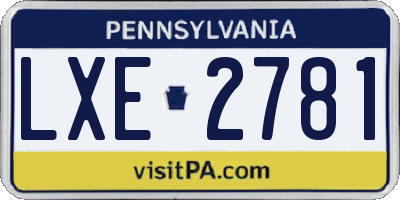 PA license plate LXE2781