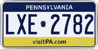 PA license plate LXE2782