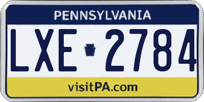PA license plate LXE2784