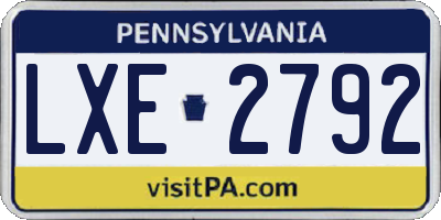 PA license plate LXE2792