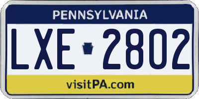 PA license plate LXE2802