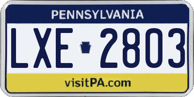 PA license plate LXE2803