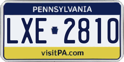 PA license plate LXE2810
