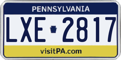 PA license plate LXE2817